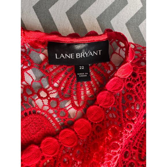 Lane Bryant Red Lace Peplum Blouse Size 22 - Picture 2 of 4